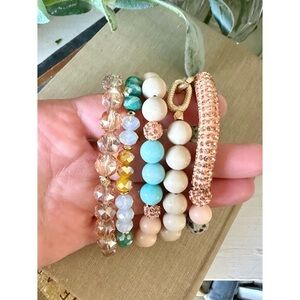 Ashlyn Rose peach/turquoise blue Bracelet Set